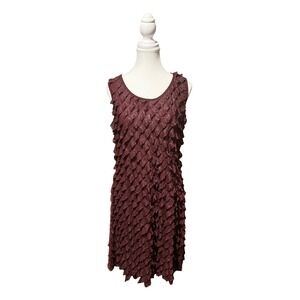 NY Collection Maroon Glitter Ruffle Tank Dress‎ • Stretchy • Size L
